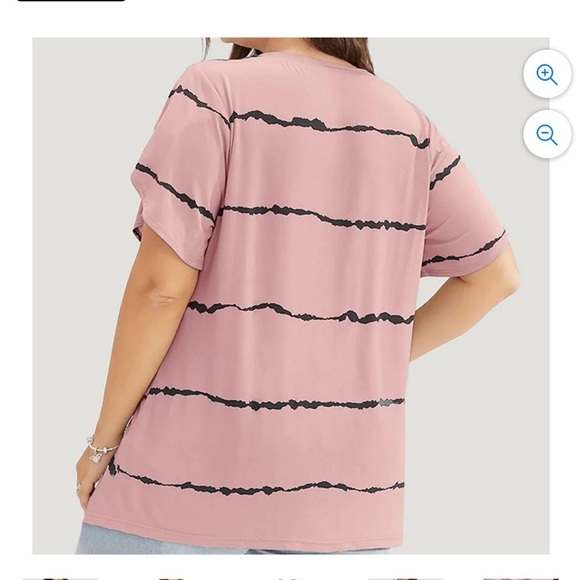 BloomChic Plus Size 2XL Striped Contrast Petal Sleeve T-shirt XL us18-20 - Picture 3 of 4